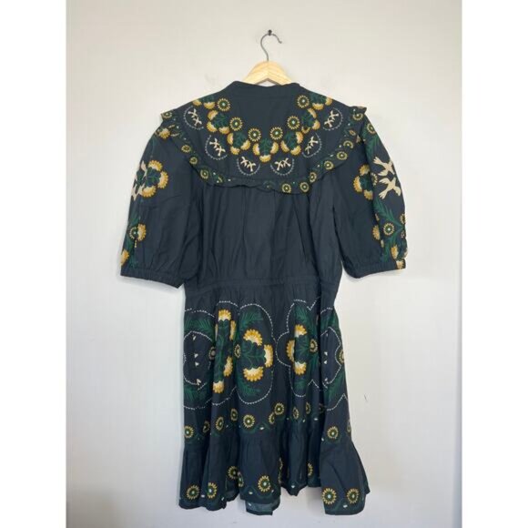 NWT Sea New York Tie Waist Perle Print Puff Sleeve Mini Dress Black Size: XL - Picture 6 of 7